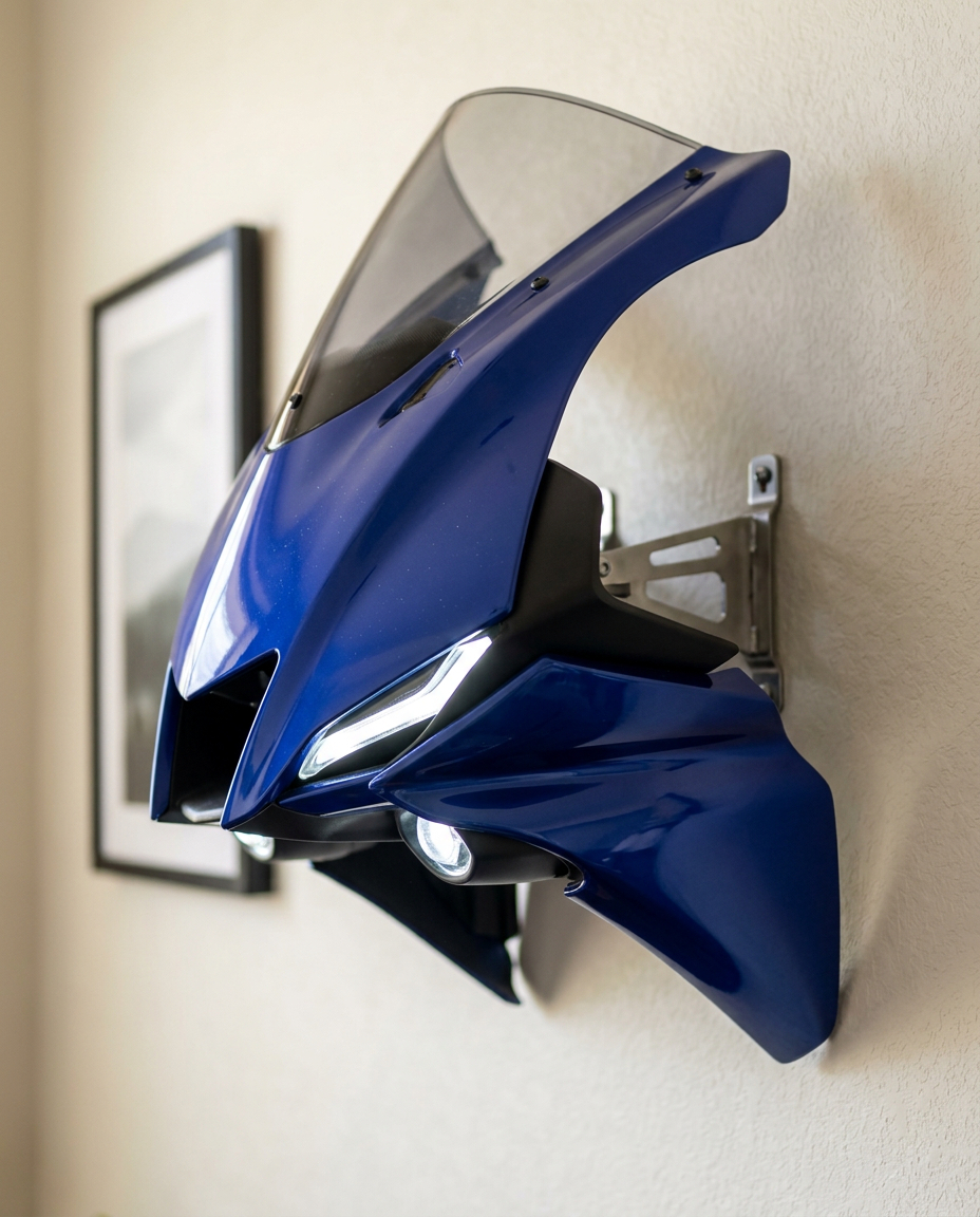 🏍️ Sportbike Front Fairing Wall Decor Light Epic motorsport wall art with functional LED headlights