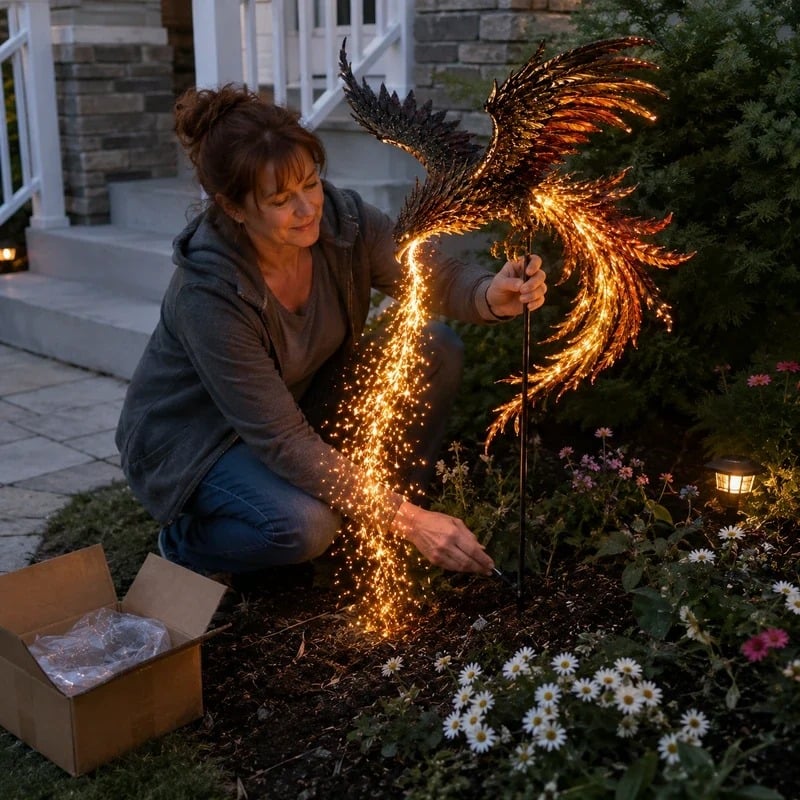 🔥🐦‍🔥 Solar Phoenix Garden Stake Light | Stunning Fiery Light Sculpture For Yard & Garden🏠