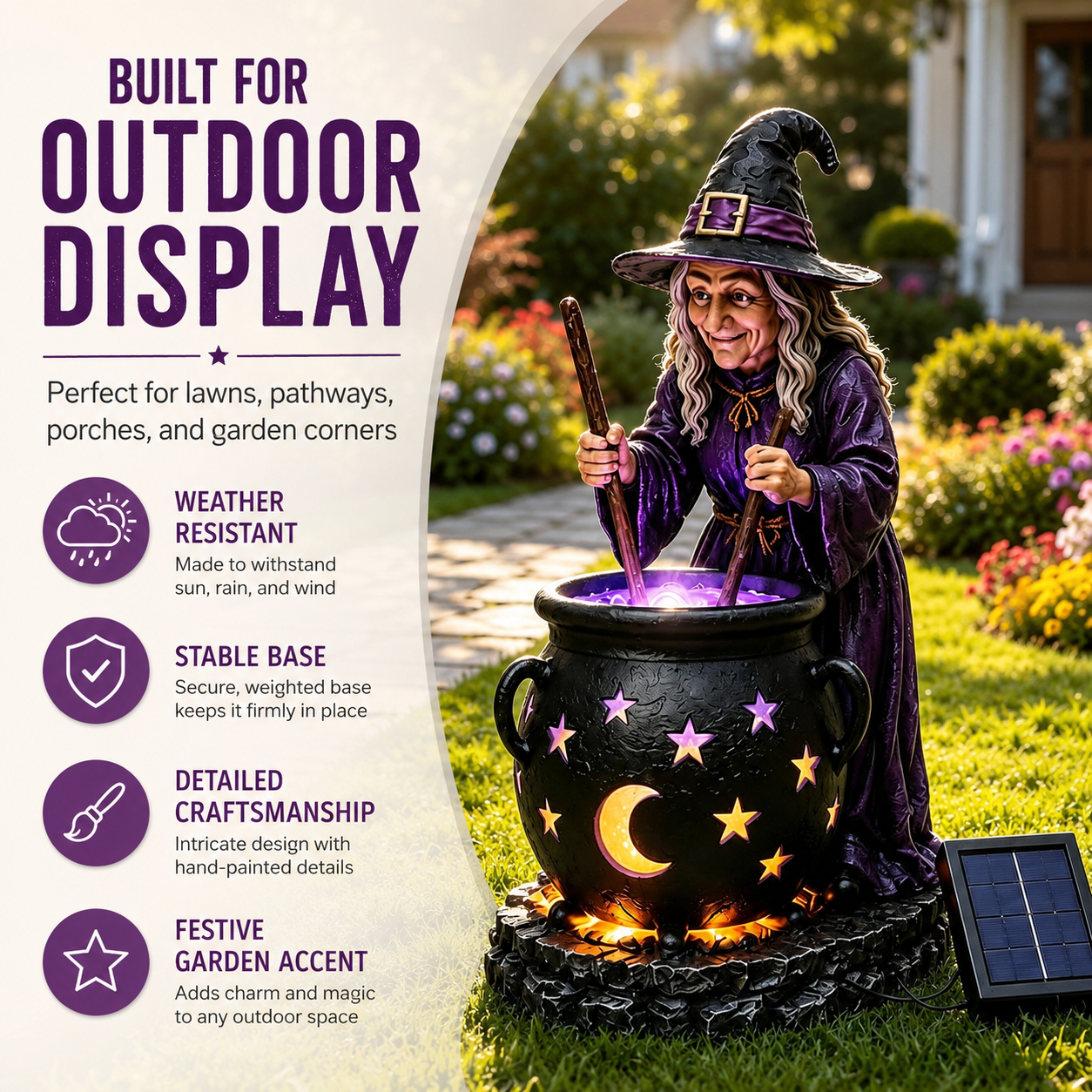 🧙‍♀️ Halloween Witch Glowing Cauldron Solar Light