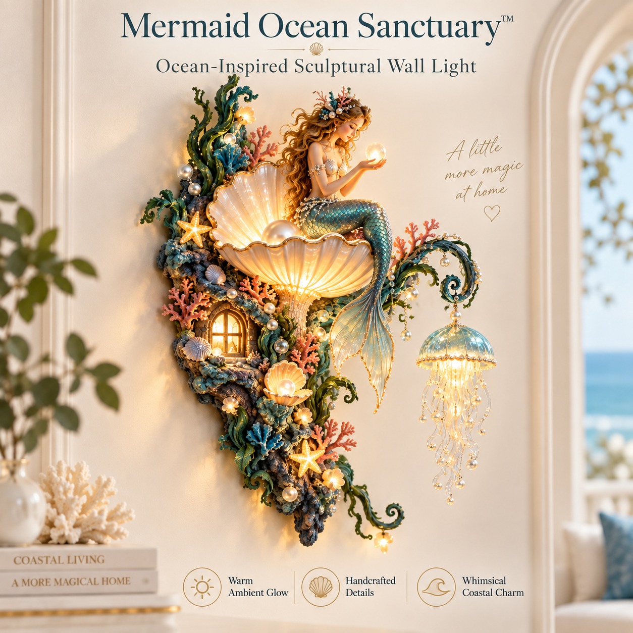 🧜‍♀️✨ Mermaid Pearl Wall Light 🐚🌊