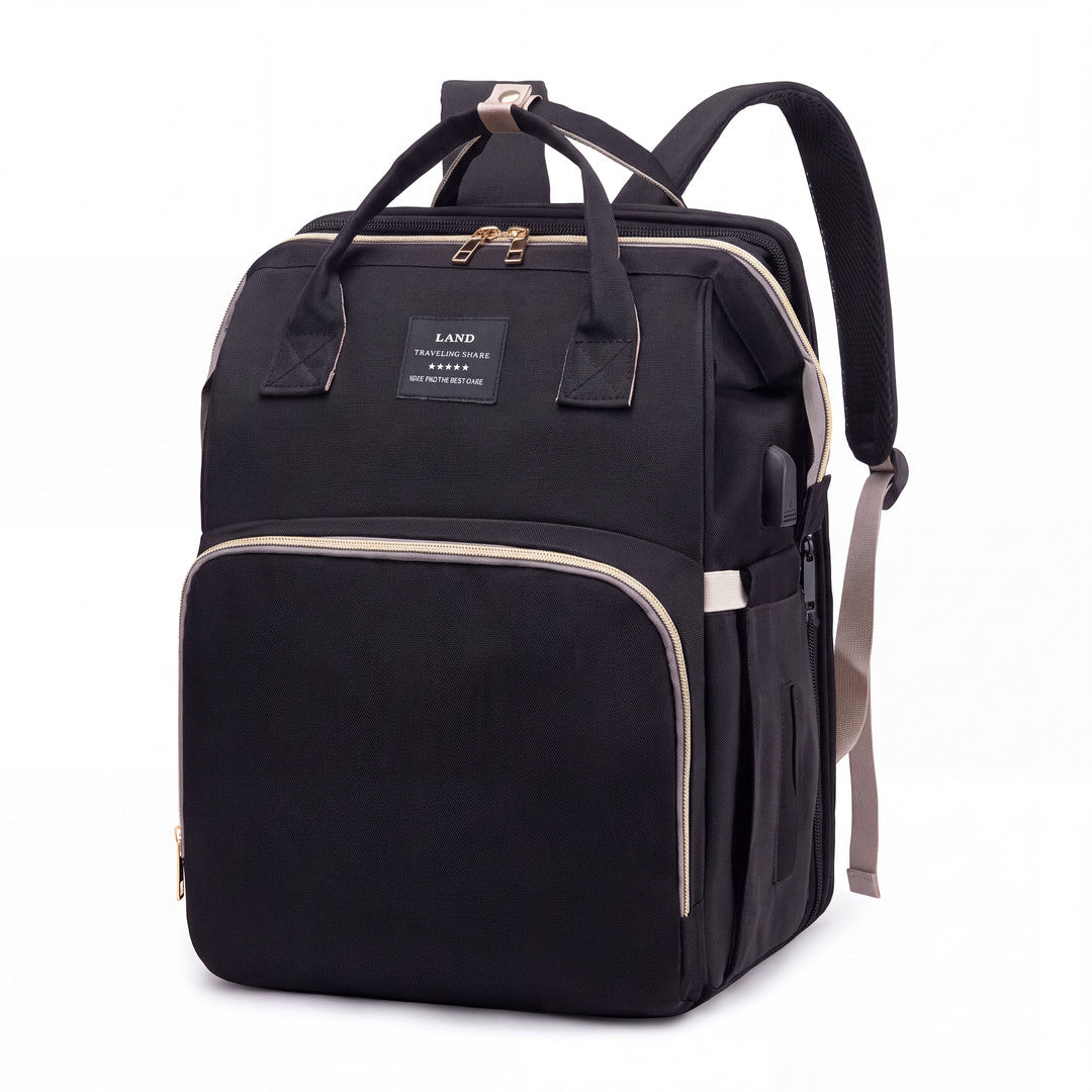 👶 3-in-1 Convertible Diaper Bag Backpack with Travel Bassinet