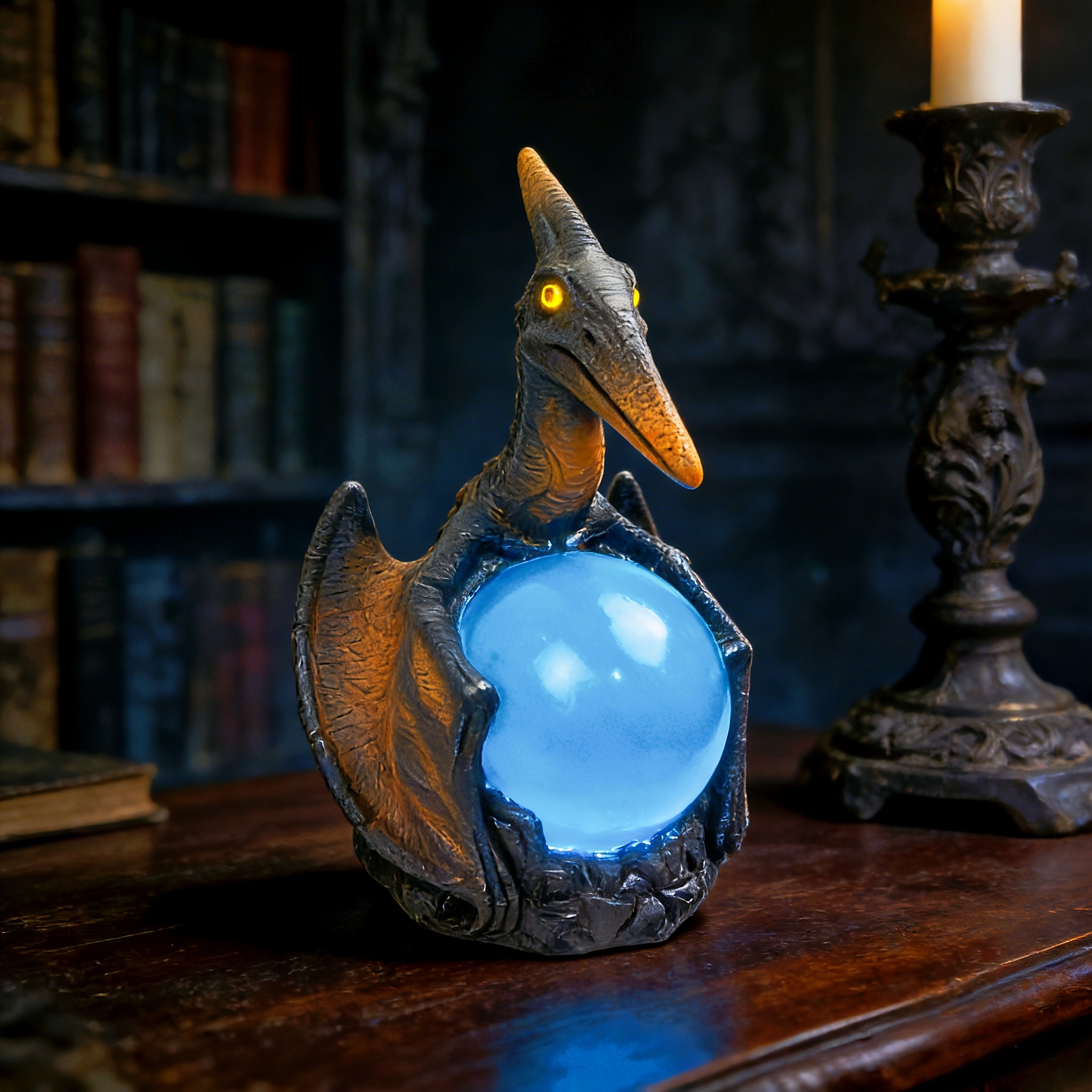 🦖 Pterosaur Magic Crystal Ball Table Lamp | Prehistoric Dinosaur Themed Ambient Night Light