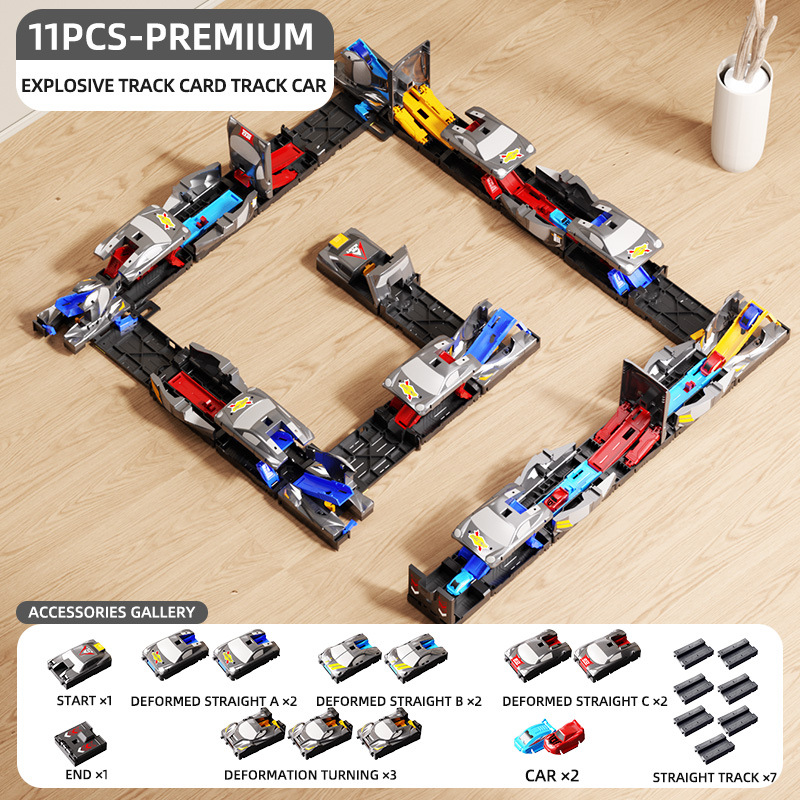 🚗 Modular Eject Race Track Transformable Car Playset | Kids Mechanical Launch Vehicle Toy
