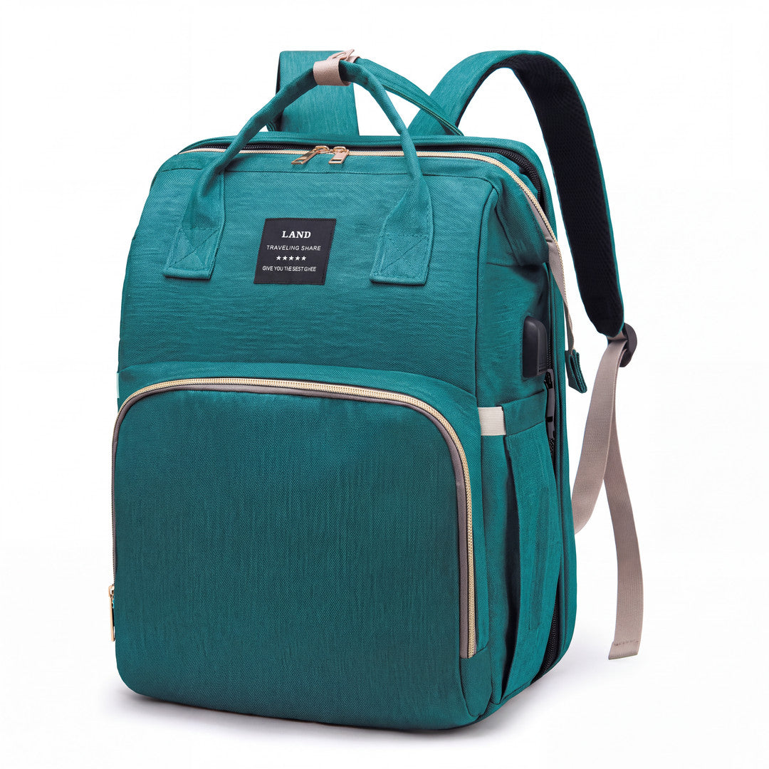 👶 3-in-1 Convertible Diaper Bag Backpack with Travel Bassinet