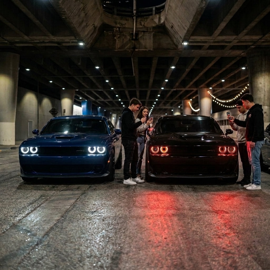 👿 Universal LED "Demon Eye" Car Headlight with Remote-Controlled Dynamic Ambient Lighting