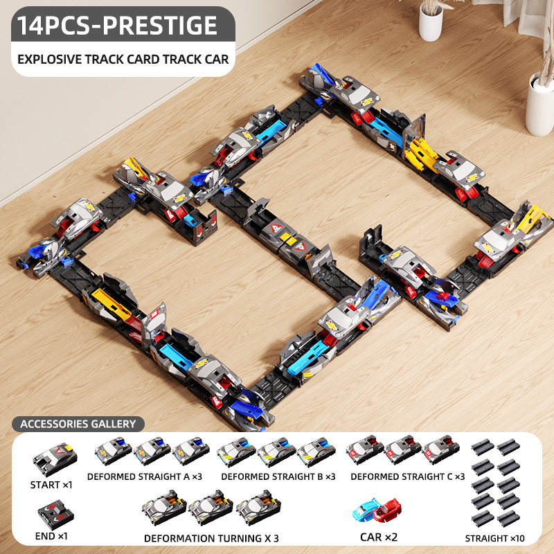 🚗 Modular Eject Race Track Transformable Car Playset | Kids Mechanical Launch Vehicle Toy