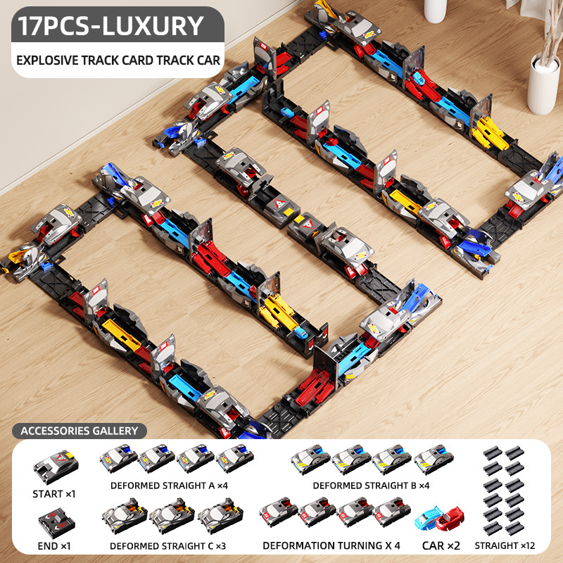 🚗 Modular Eject Race Track Transformable Car Playset | Kids Mechanical Launch Vehicle Toy
