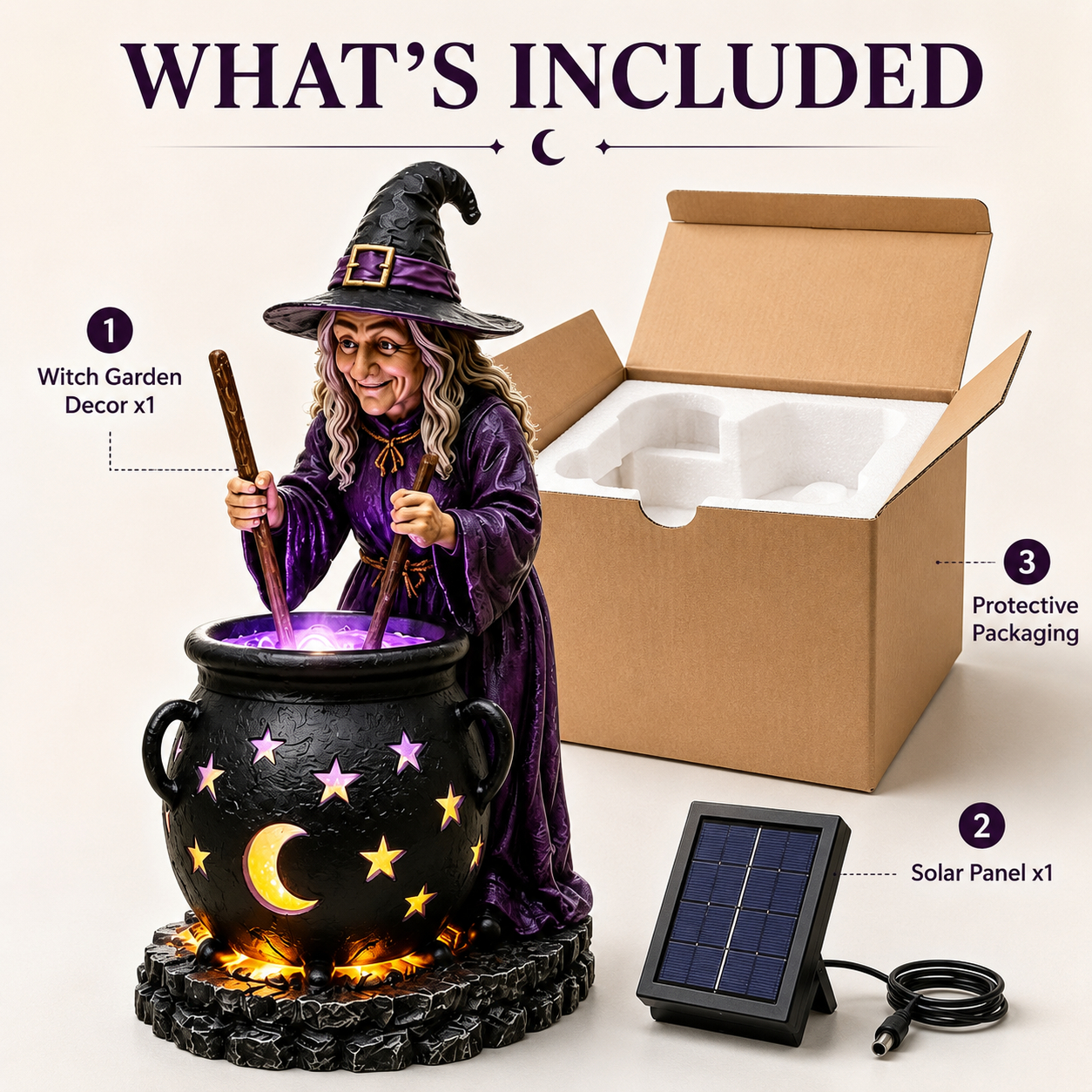 🧙‍♀️ Halloween Witch Glowing Cauldron Solar Light