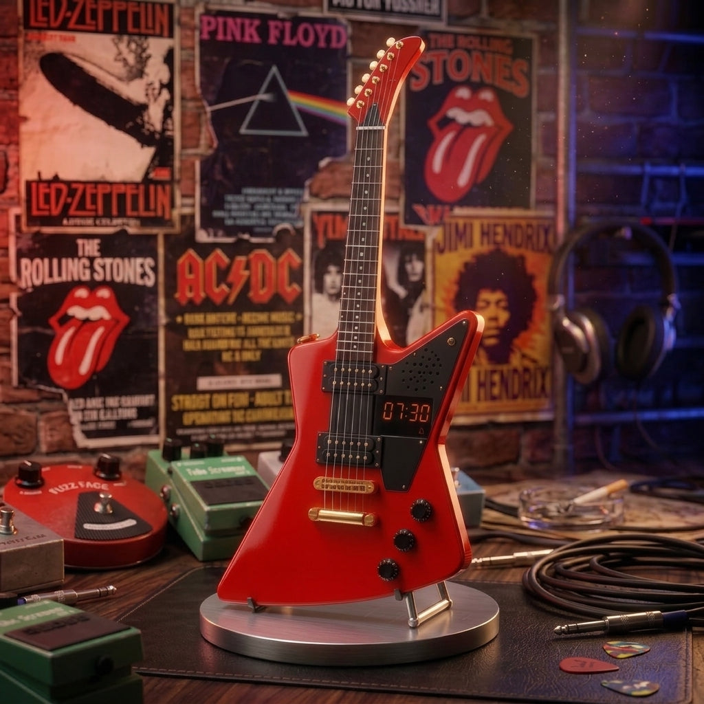 🎸 Electric Guitar Shaped Alarm Clock | Rock Style Desktop Decor