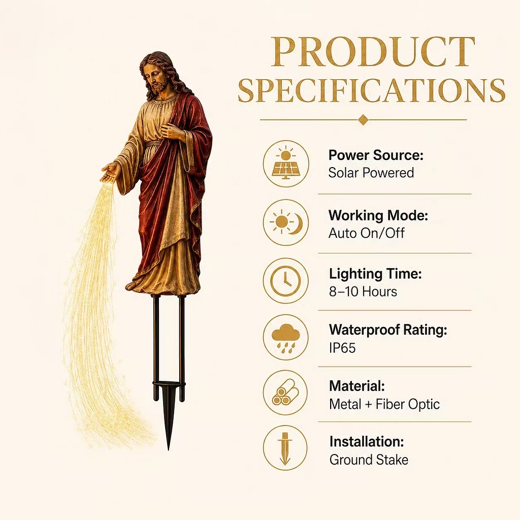 ✝️ Solar Jesus Fiber Optic Garden Light ✨ | Faith-Inspired Outdoor Decor
