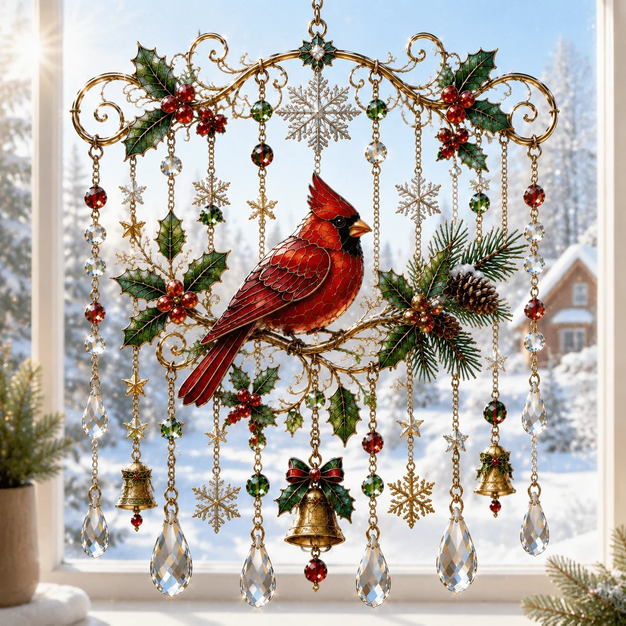 Christmas Stained Glass-Style Window Hanging detail 3