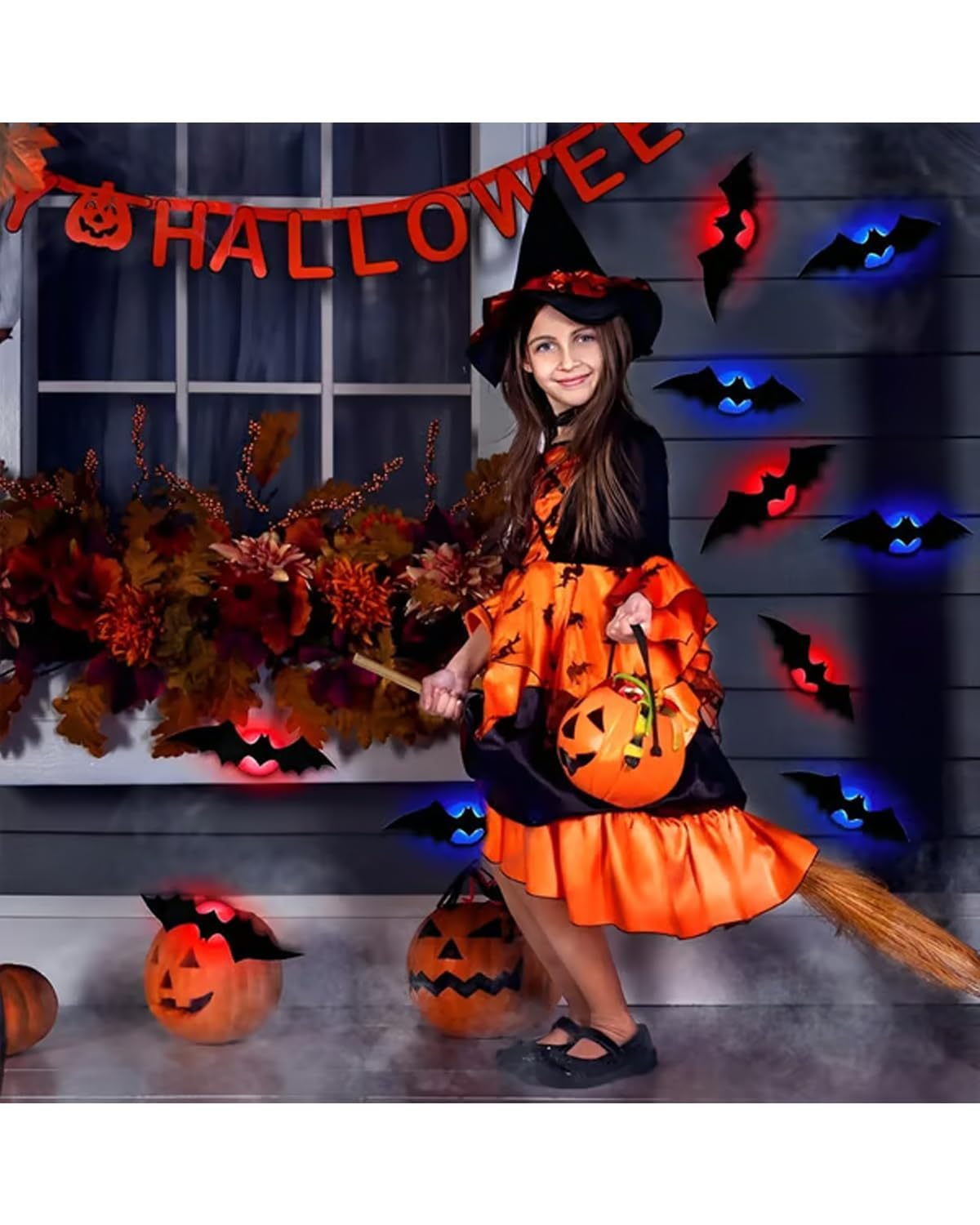 🦇 3D LED Bats Halloween Glowing Wall Decor Set