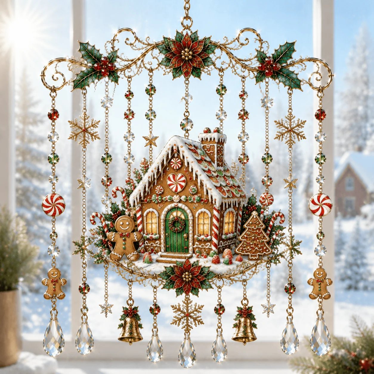 Christmas Stained Glass-Style Window Hanging detail 4