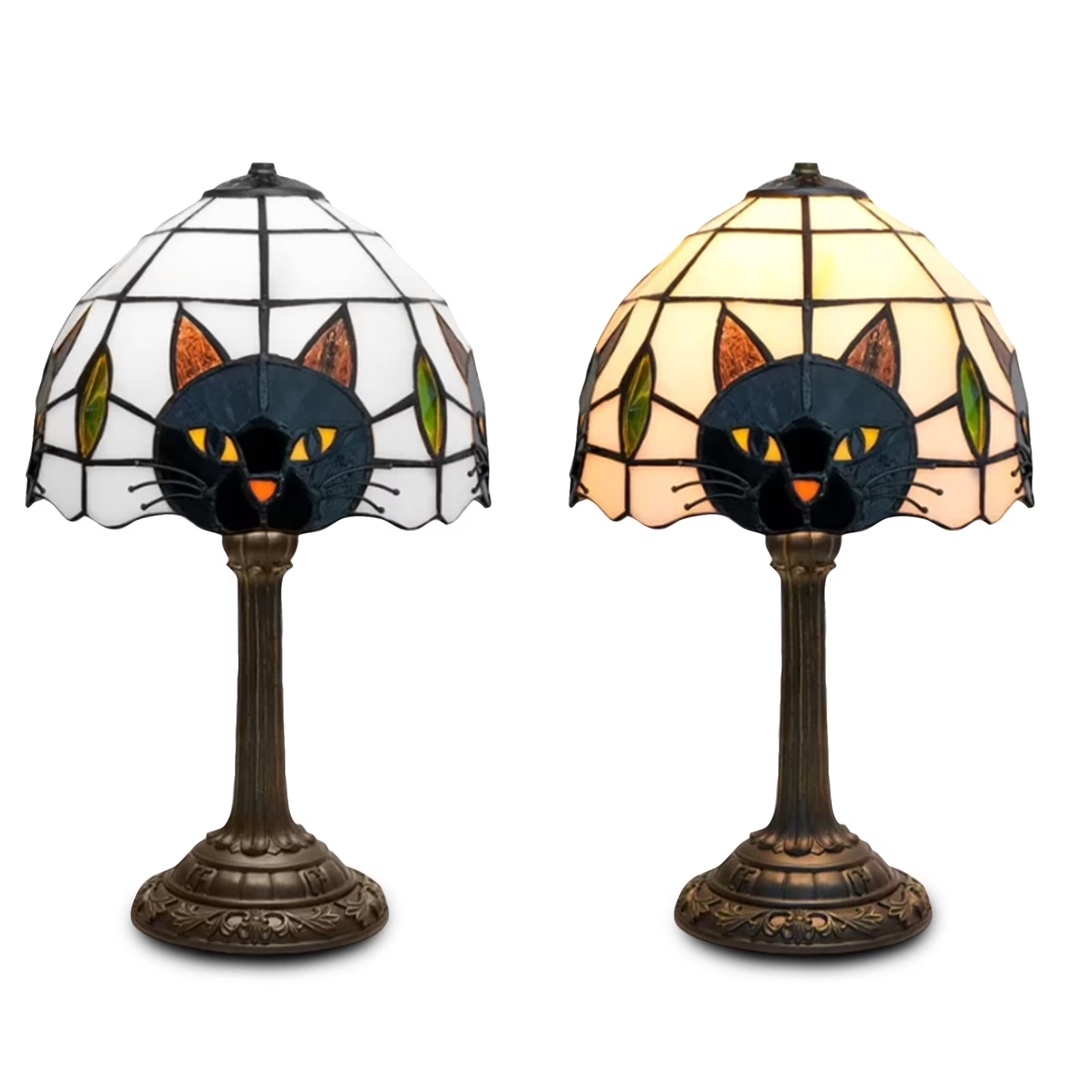 🐈‍⬛ Stained Glass Black Cat Halloween Table Lamp