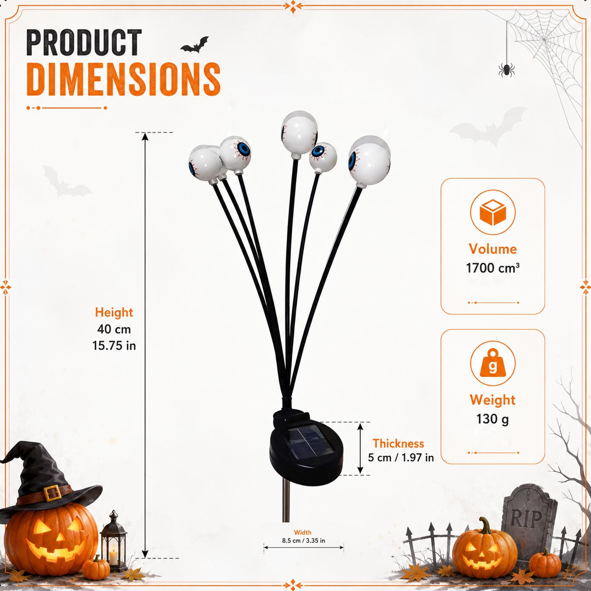 👁️ Halloween Solar Eyeball Garden Stake Lights