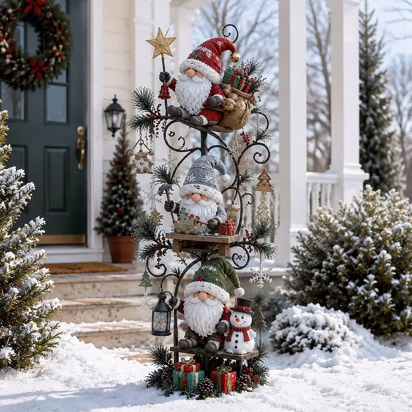 🎄✨ Christmas Gnome Workshop Solar Garden Light 🎁🌟