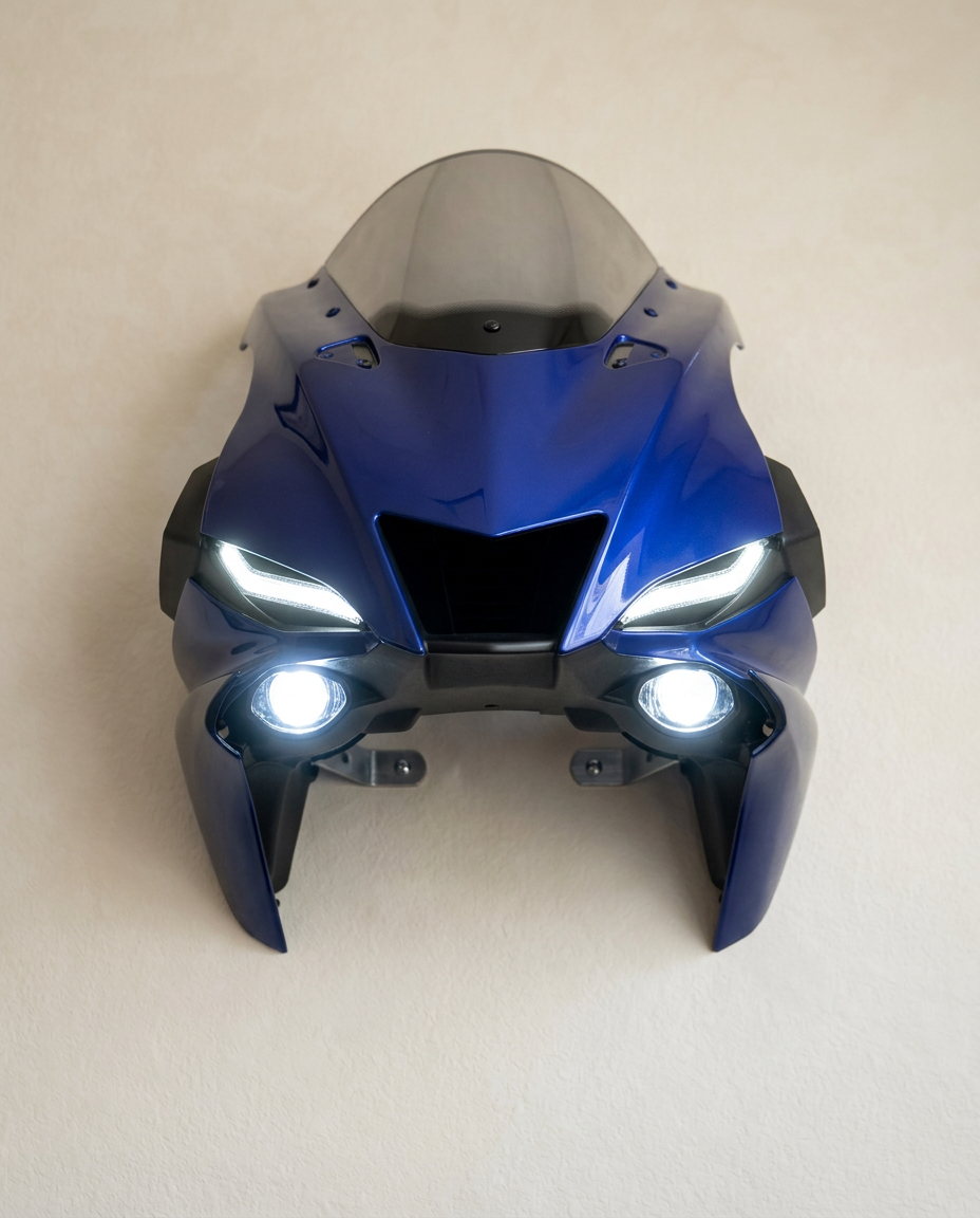 🏍️ Sportbike Front Fairing Wall Decor Light Epic motorsport wall art with functional LED headlights