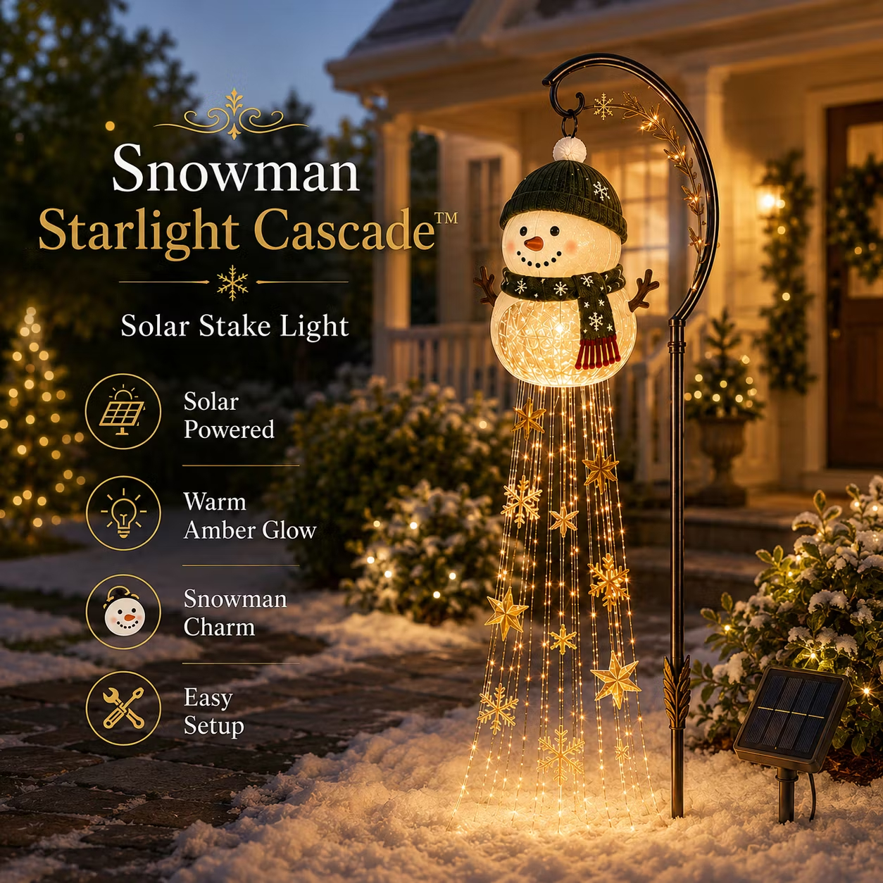 ☃️ Snowman Solar Garden Light