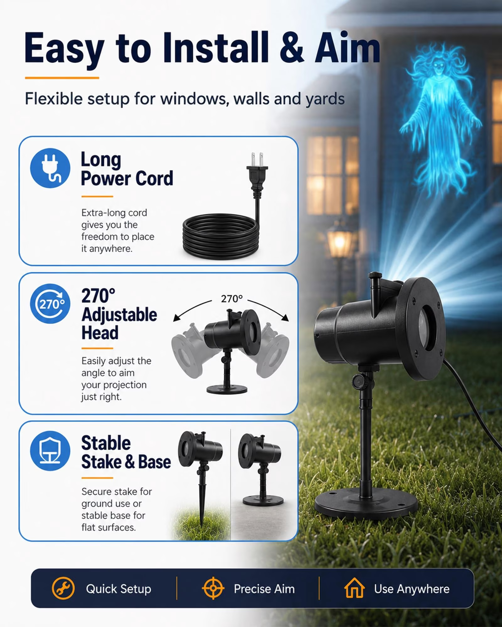 👻 Halloween Ghost Projector Light Outdoor Holiday Projection Lamp
