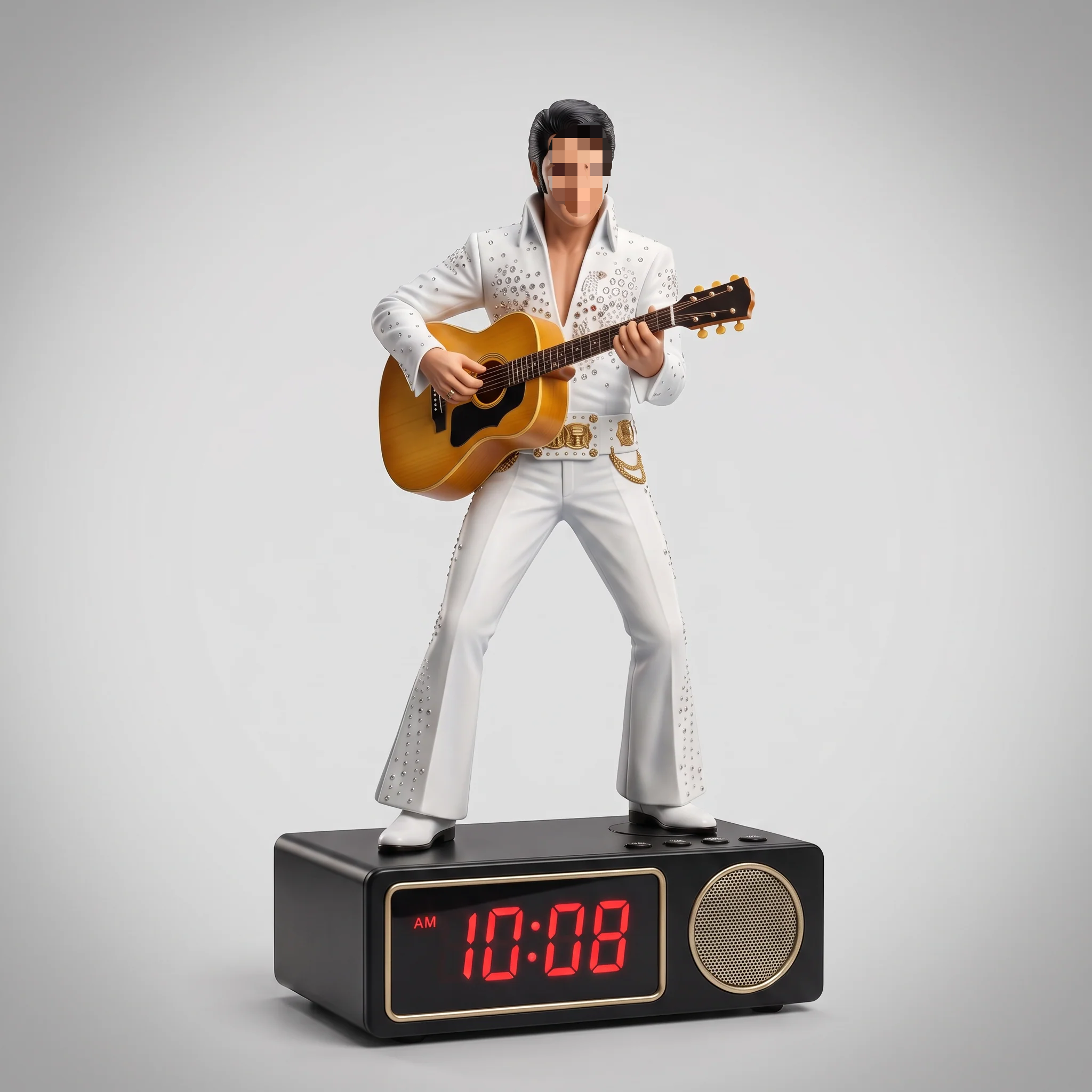 🎸 Classic Rock Legend Figurine Alarm Clock Bluetooth Speaker Desk Clock for Vintage Rock & Roll Fans