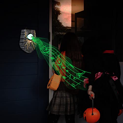 🕷️ Animated Glowing Spider-Eyed Halloween Doorbell | Spooky Sound Light Up Door Hanging Prop