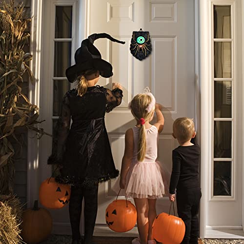 🕷️ Animated Glowing Spider-Eyed Halloween Doorbell | Spooky Sound Light Up Door Hanging Prop