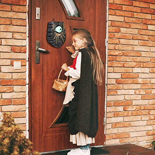 🕷️ Animated Glowing Spider-Eyed Halloween Doorbell | Spooky Sound Light Up Door Hanging Prop