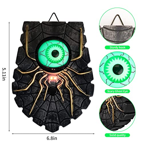 🕷️ Animated Glowing Spider-Eyed Halloween Doorbell | Spooky Sound Light Up Door Hanging Prop