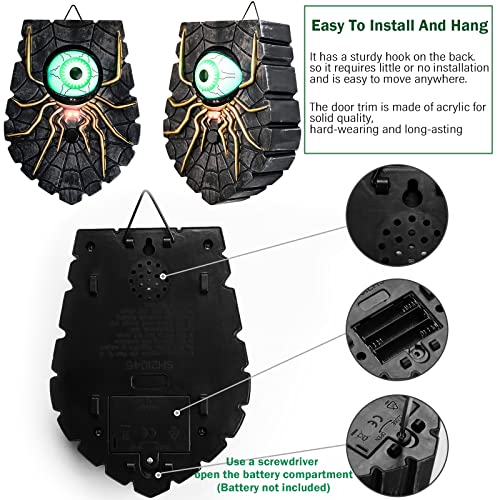 🕷️ Animated Glowing Spider-Eyed Halloween Doorbell | Spooky Sound Light Up Door Hanging Prop