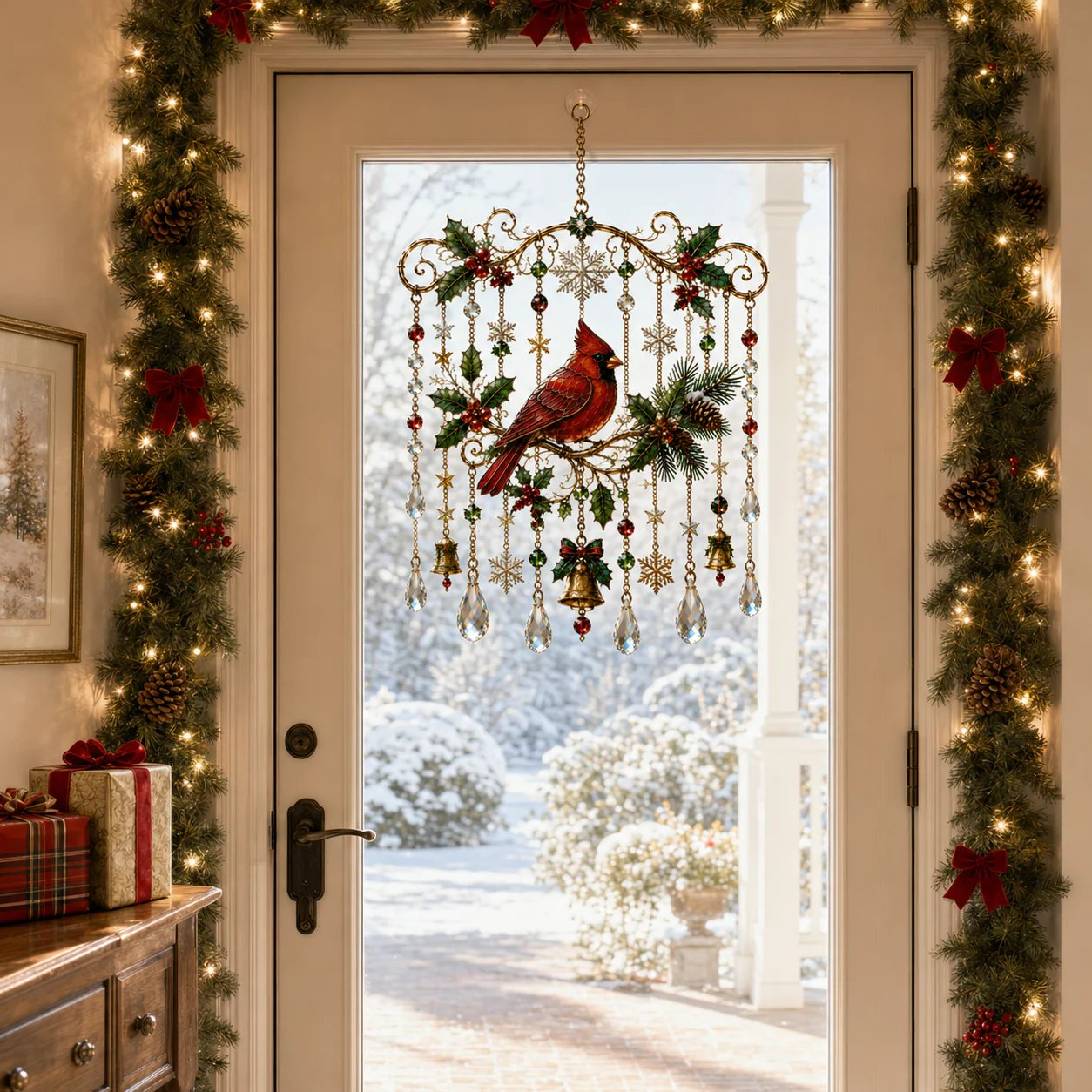Christmas Stained Glass-Style Window Hanging