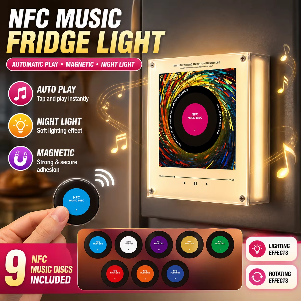🎵 Iconic Pop Star NFC Fridge Magnet Music Player | Retro Vinyl Style Decor