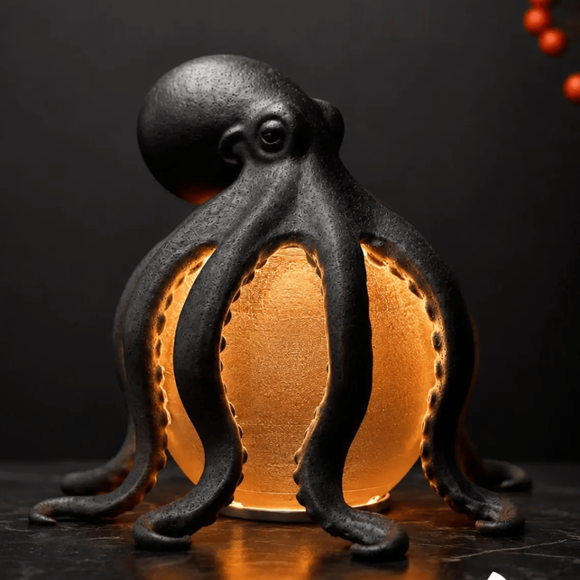 🐙 Textured Octopus Sculpture Table Lamp | Coastal Ocean Themed Warm Glow Accent Night Light