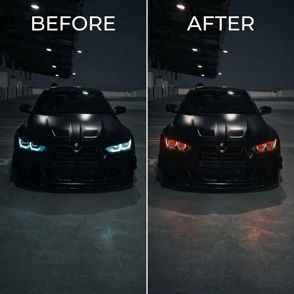 👿 Universal LED "Demon Eye" Car Headlight with Remote-Controlled Dynamic Ambient Lighting