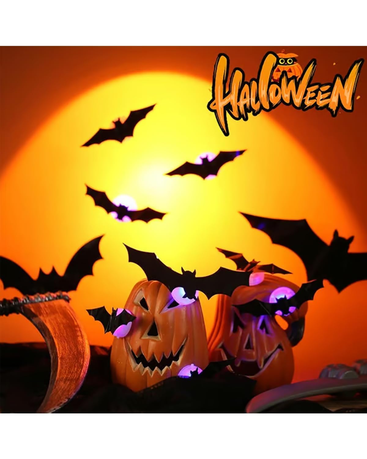 🦇 3D LED Bats Halloween Glowing Wall Decor Set
