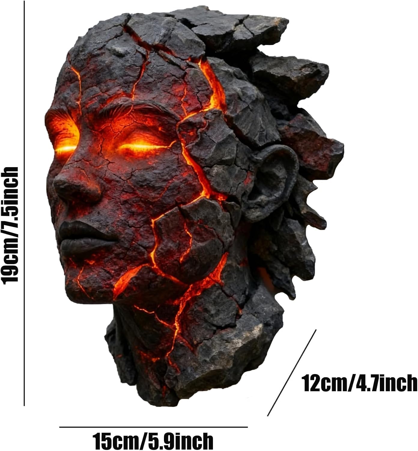 🔥 Cracked Lava Rock Human Face Wall Lamp | Broken Soul Glowing Wall Sculpture Light