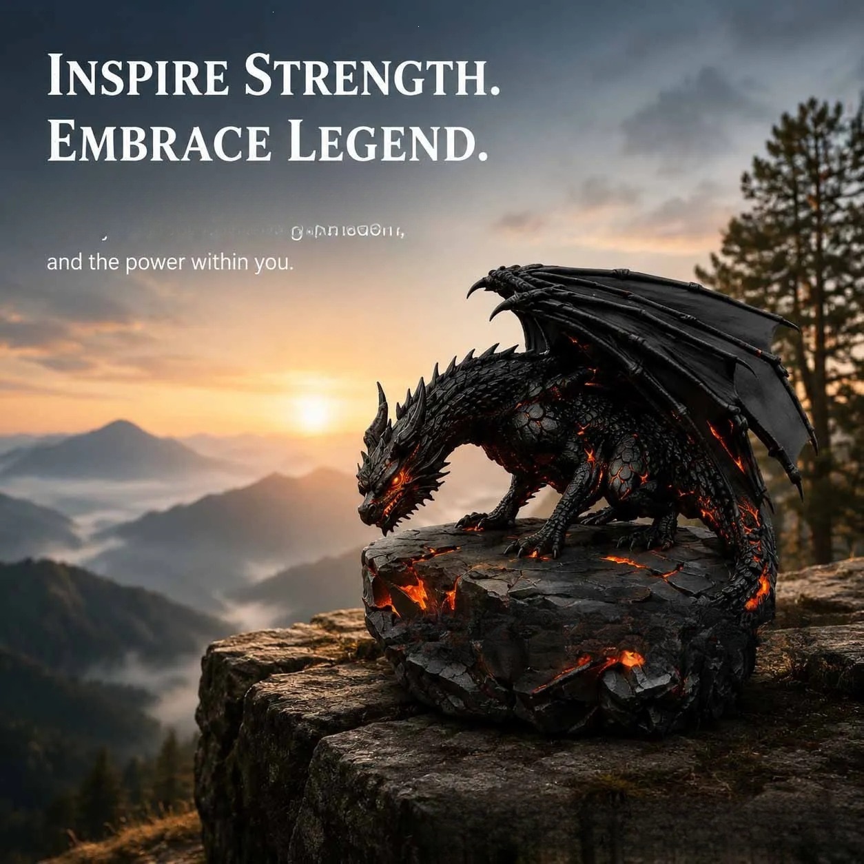 🐉 Lava Crack Guardian Dragon Resin Statue With Warm LED Glow