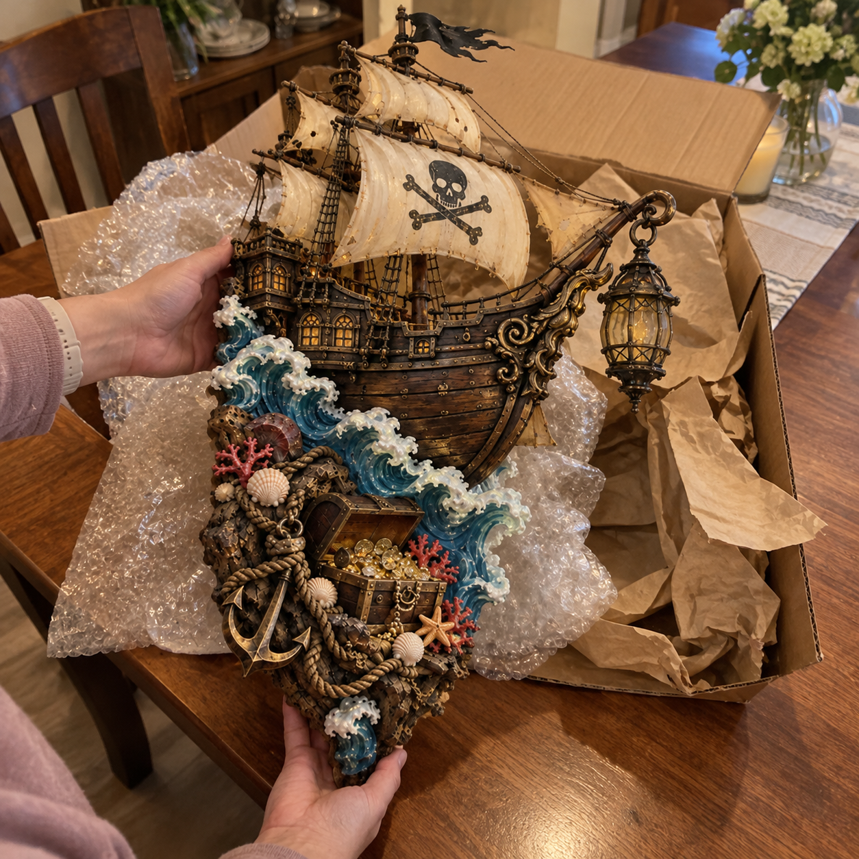 ⛵Ghost Ship Lantern &ndash; Light-Up Nautical Wall Decor