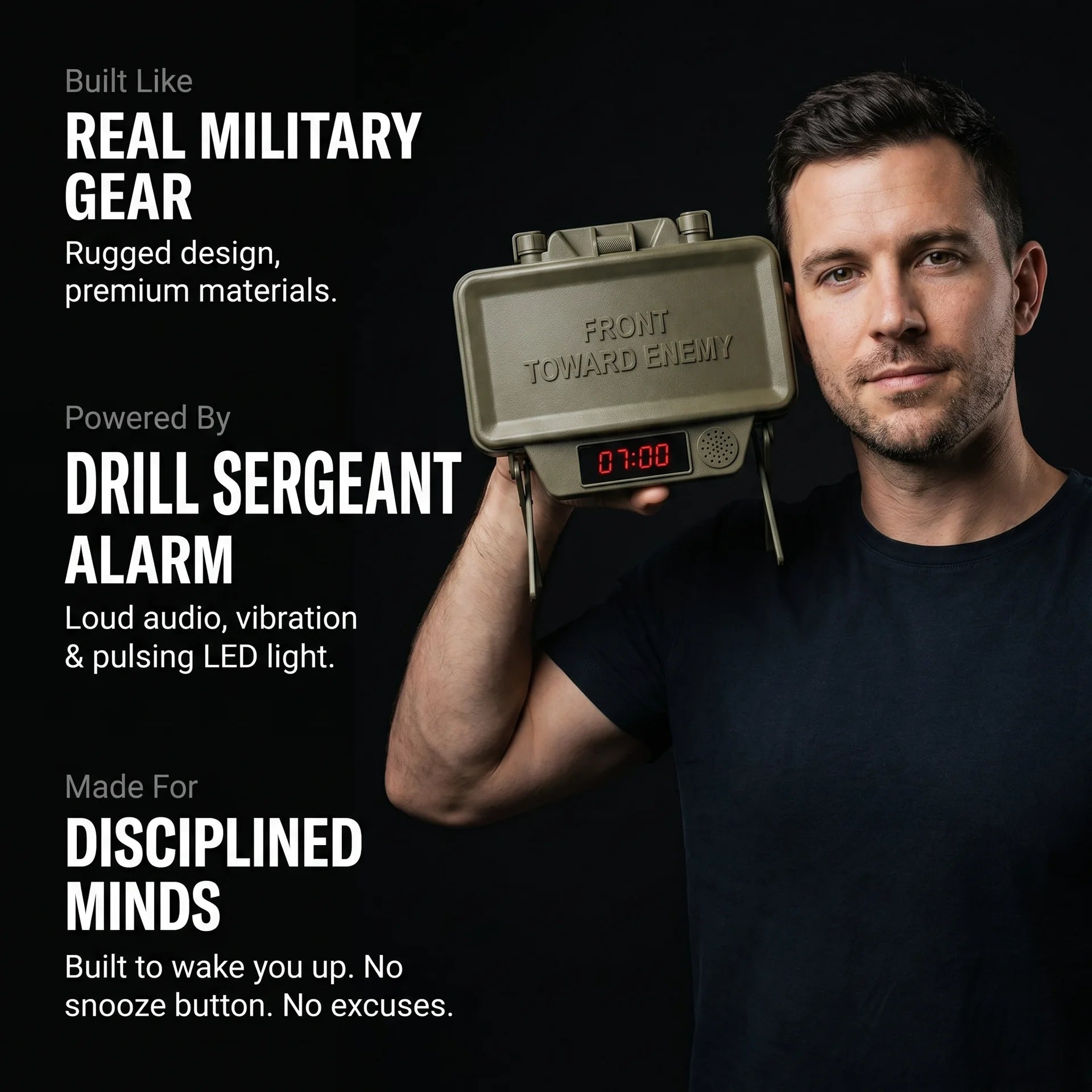 💣 Tactical Grenade Shaped Rechargeable Alarm Clock | Heavy-Duty Non-Snooze Wake-Up Desk Decor