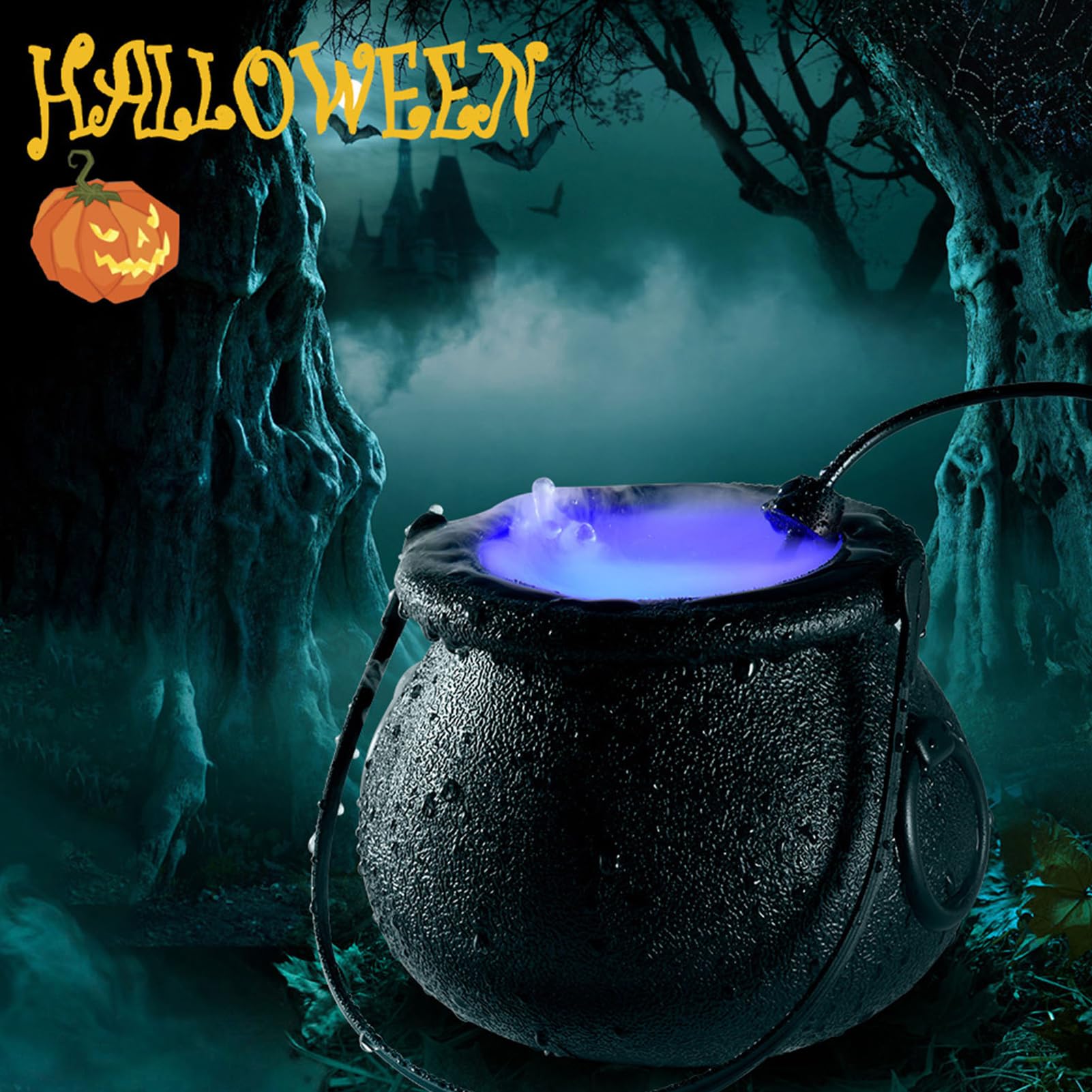 🧙‍♀️ Halloween Witch Cauldron Mist Maker LED Light | Color Changing Smoke Cauldron Decor Lamp