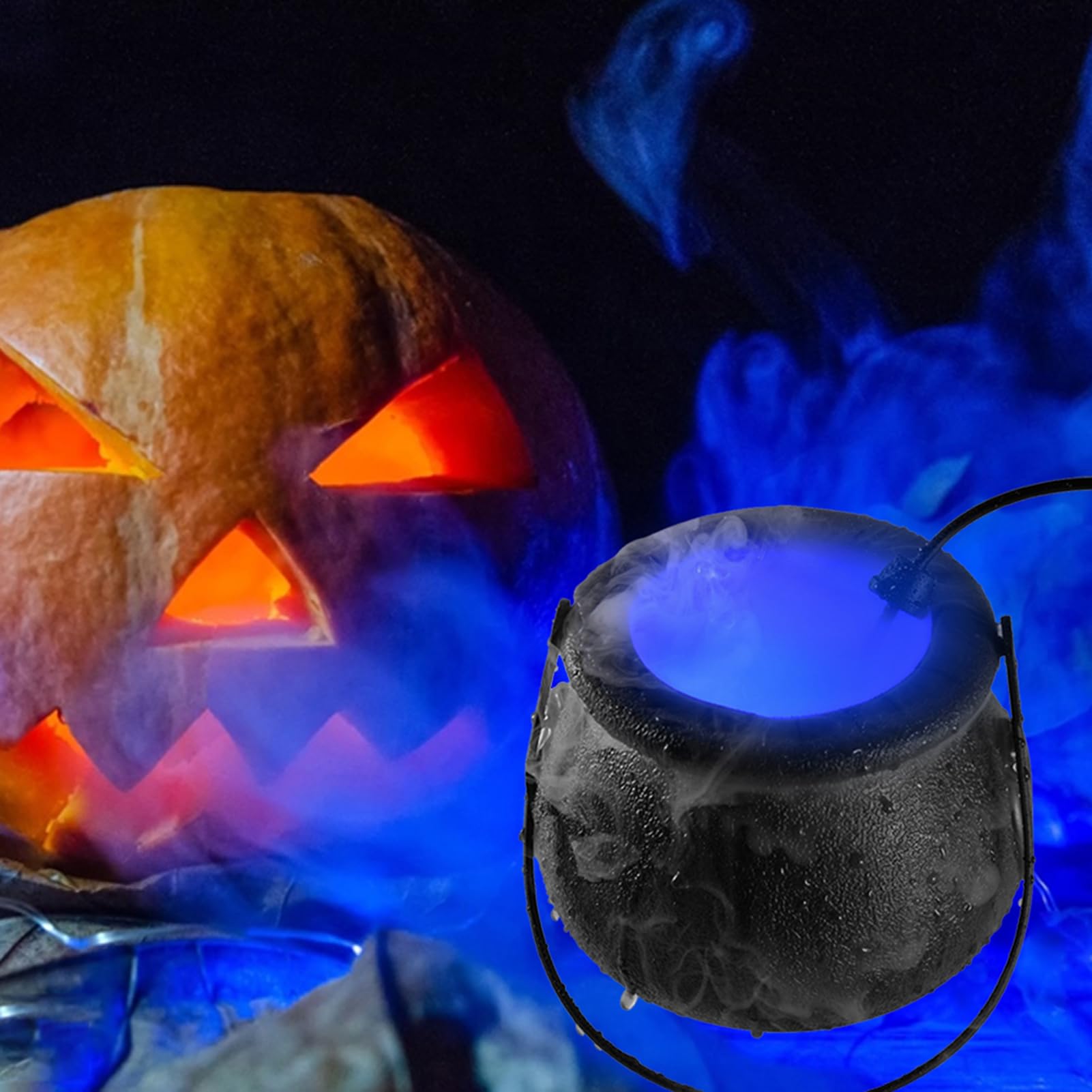 🧙‍♀️ Halloween Witch Cauldron Mist Maker LED Light | Color Changing Smoke Cauldron Decor Lamp