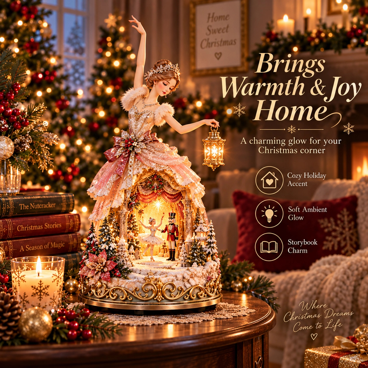 🩰 Winter Ballerina Story Lamp™ – Lighted Nutcracker Christmas Tabletop Decor