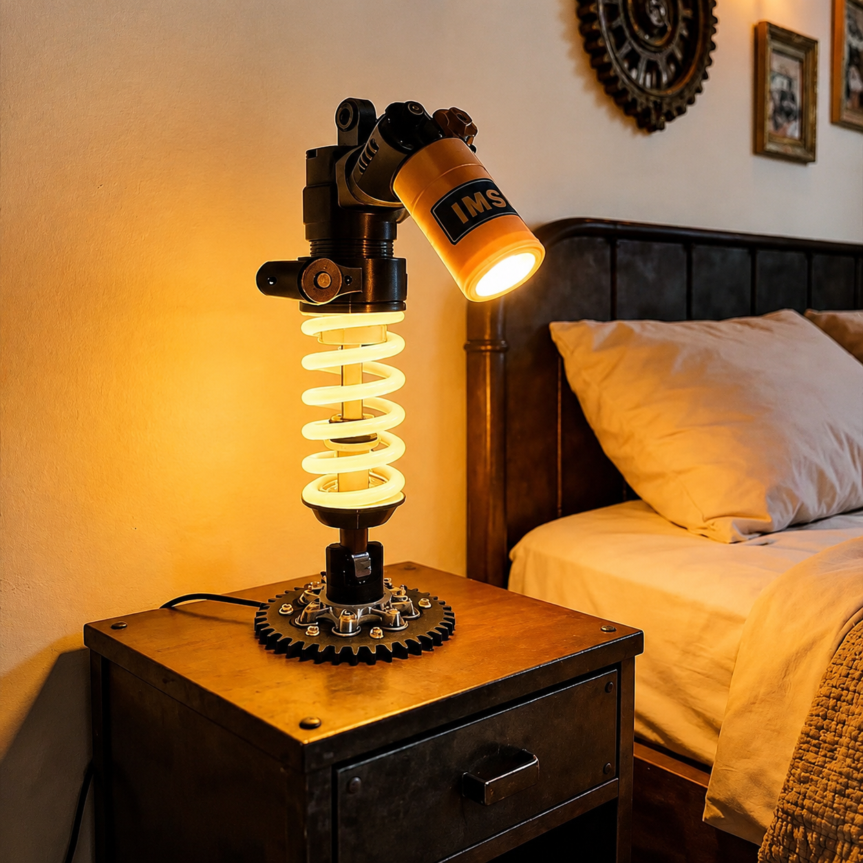 ✨ Ohlins Style Suspension Shock Absorber Desk Lamp | Industrial Mechanic LED Night Light
