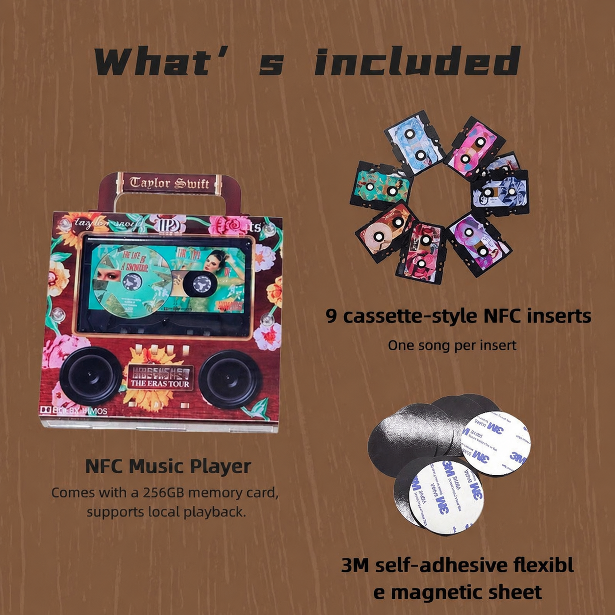 🎶 Retro Cassette NFC Music Player Box | Custom Michael Jackson Album Magnetic Fridge Stickers Set