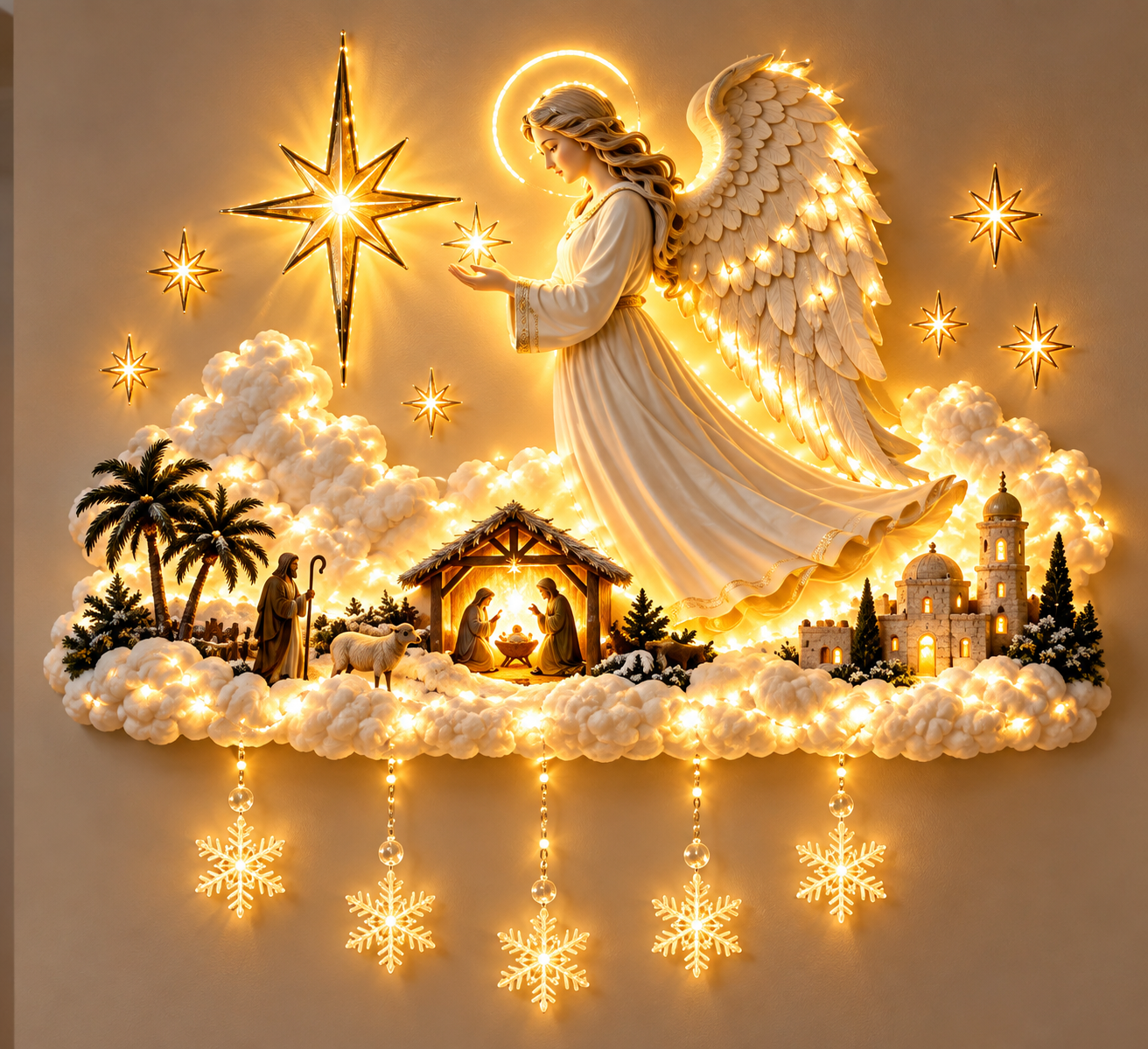✨👼 3D Heavenly Angel Wings Nativity Light✨ – Lighted Christmas Wall Decor ✈️