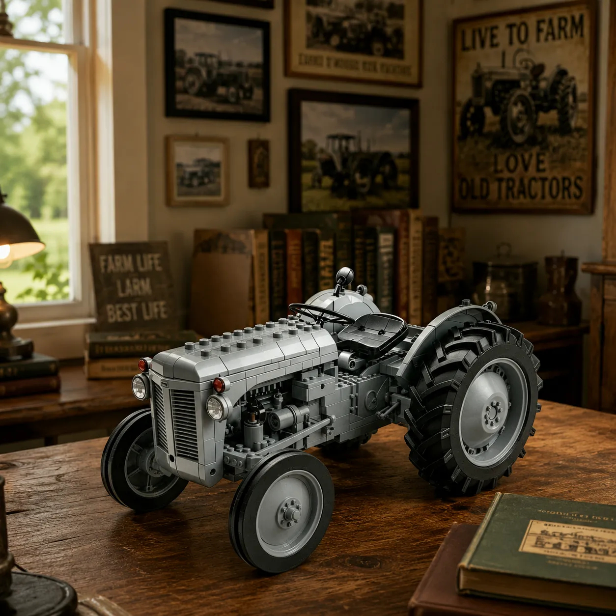 🚜 Vintage Farm Tractor Building Blocks Set | Retro Classic Farm Machinery Model Collectible