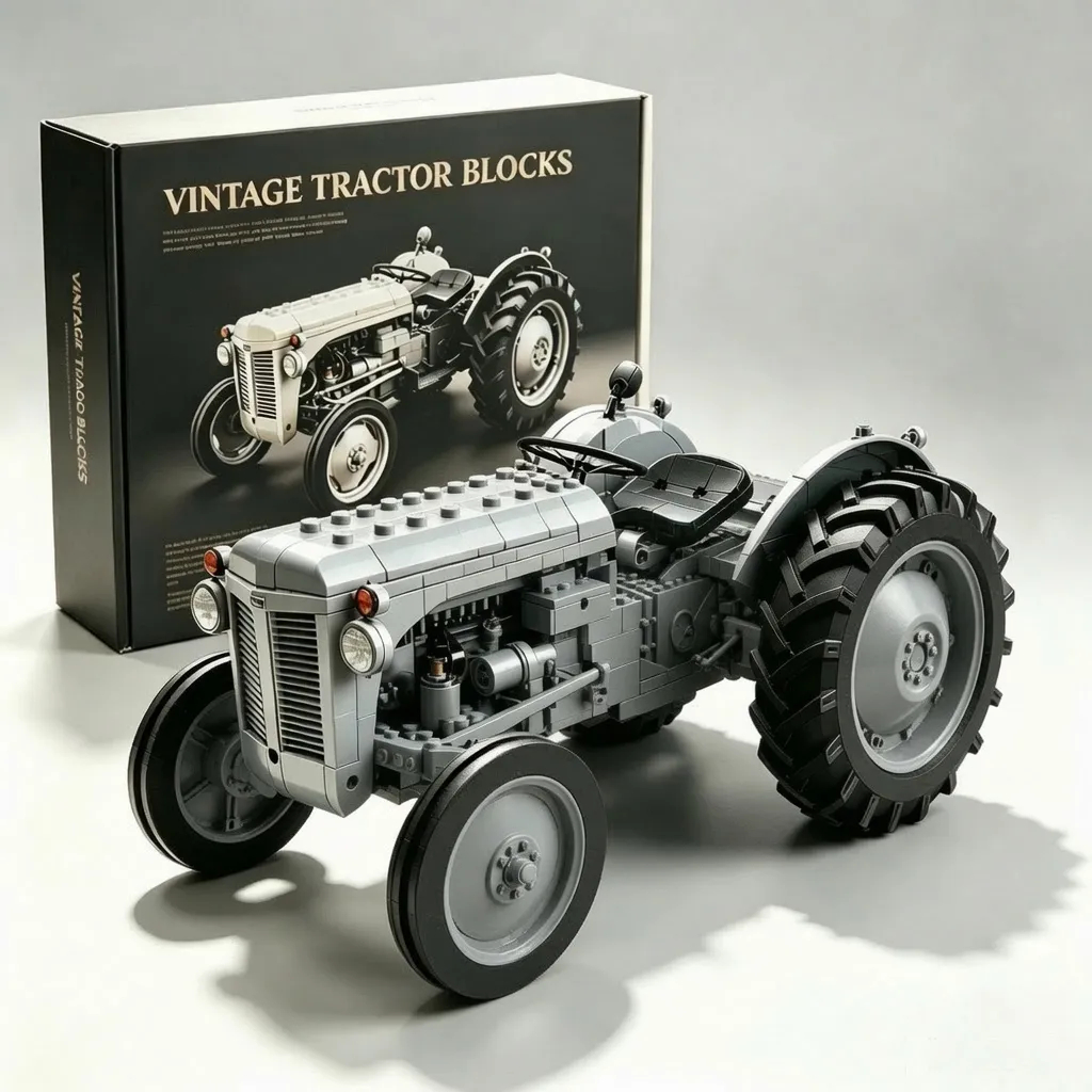 🚜 Vintage Farm Tractor Building Blocks Set | Retro Classic Farm Machinery Model Collectible