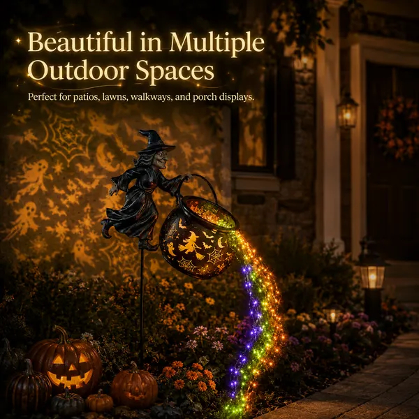 🔥50% Off Last Day -Halloween Early Bird Special🧙‍♀️ Halloween Witch Cauldron Garden Light