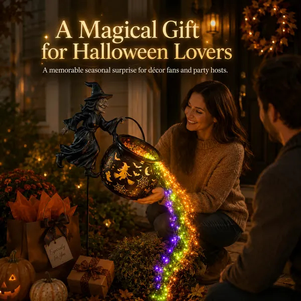 🔥50% Off Last Day -Halloween Early Bird Special🧙‍♀️ Halloween Witch Cauldron Garden Light