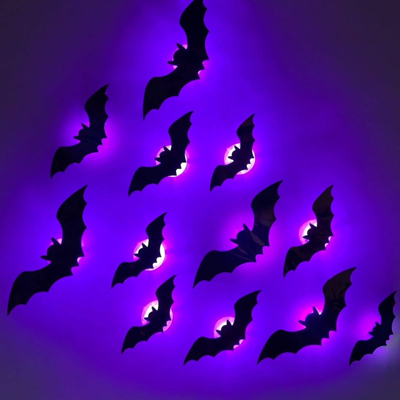 🦇 3D LED Bats Halloween Glowing Wall Decor Set