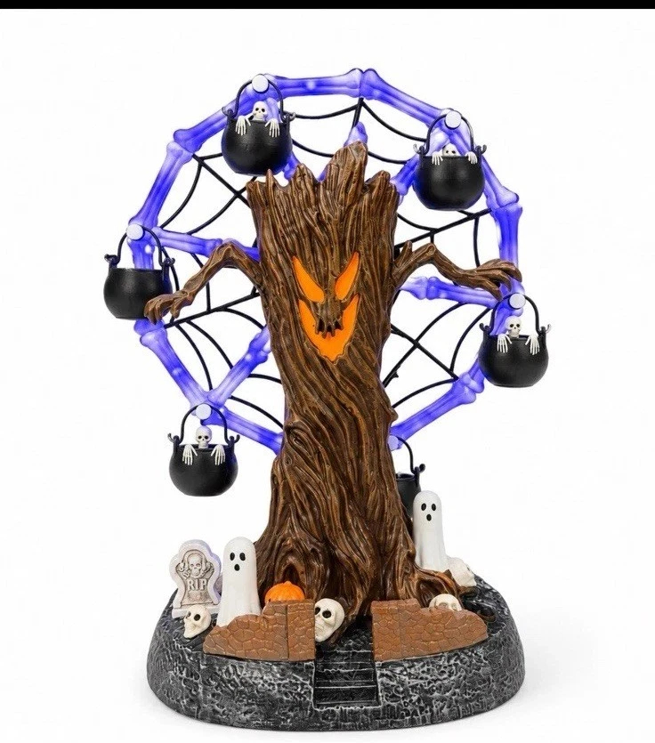 🎃✨Halloween Spooky Ghost Tree Ferris Wheel Desktop Ornament | Light-Up Seasonal Table Centerpiece Prop